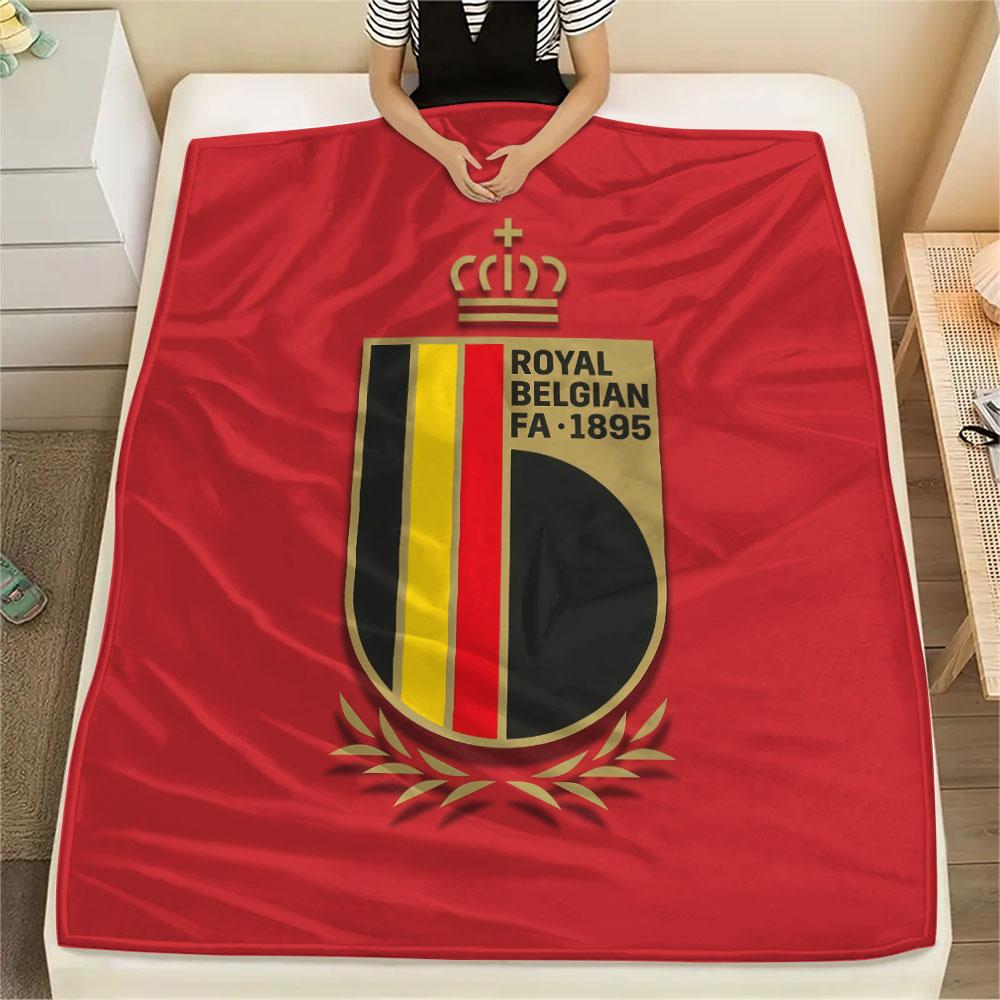 Belgium National Football Printed Flannel Blanket, Soft Throw for Bedroom Sofa, Washable,soccer Fan Merchandise, Great Gift.