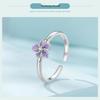 Yinziyun Purple Flower Open Ring for Women – Elegant 925 Sterling Silver Jewelry