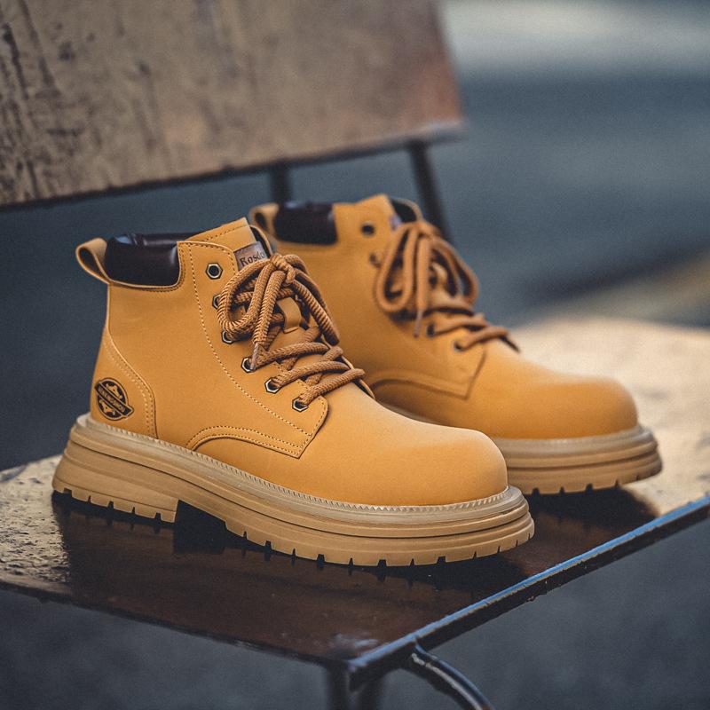 Rhubarb Boots Men's Spring and Autumn British Retro High Top Men's Boots Desert Boots Short Boots Casual Martin Boots