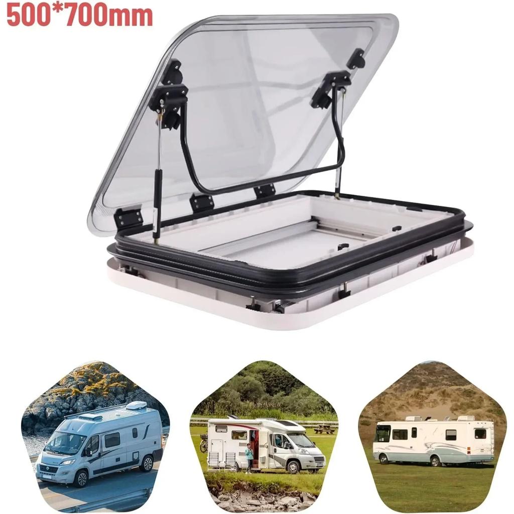 700*500mm Wohnmobil Dachfenster Dachluke mit LED, Wohnmobil Dachluke Dachlüftungsklappe, Wohnmobil Camper Dachlüftung