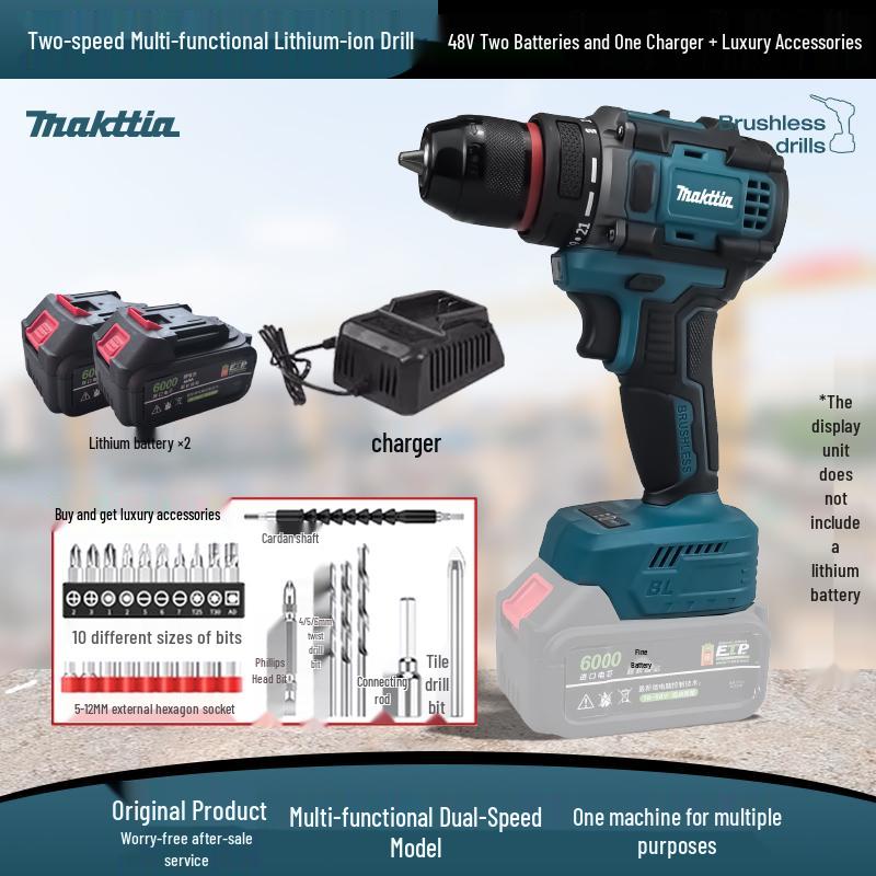 Makita-Style Brushless Hand Drill & Electric Hammer with Rechargeable Lithium Battery