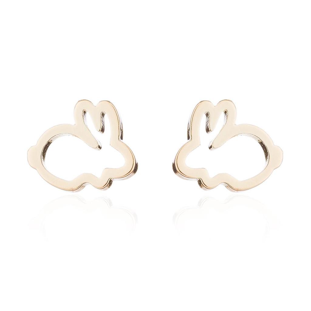 Korean Fashion Hollow Rabbit Earrings - Stainless Steel for Women