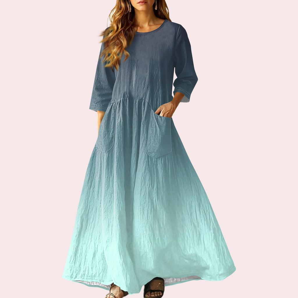 Women's Retro Ethnic Style Ribbon Embroidered Sleeveless Linen V-neck Maxi Dress