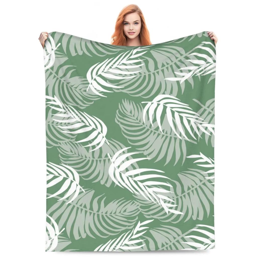 Monstera Deliciosa Palms Throw Blanket Tropical Plants Home Soft Cozy Blanket Lightweight Microplush Decor Blankets All Season
