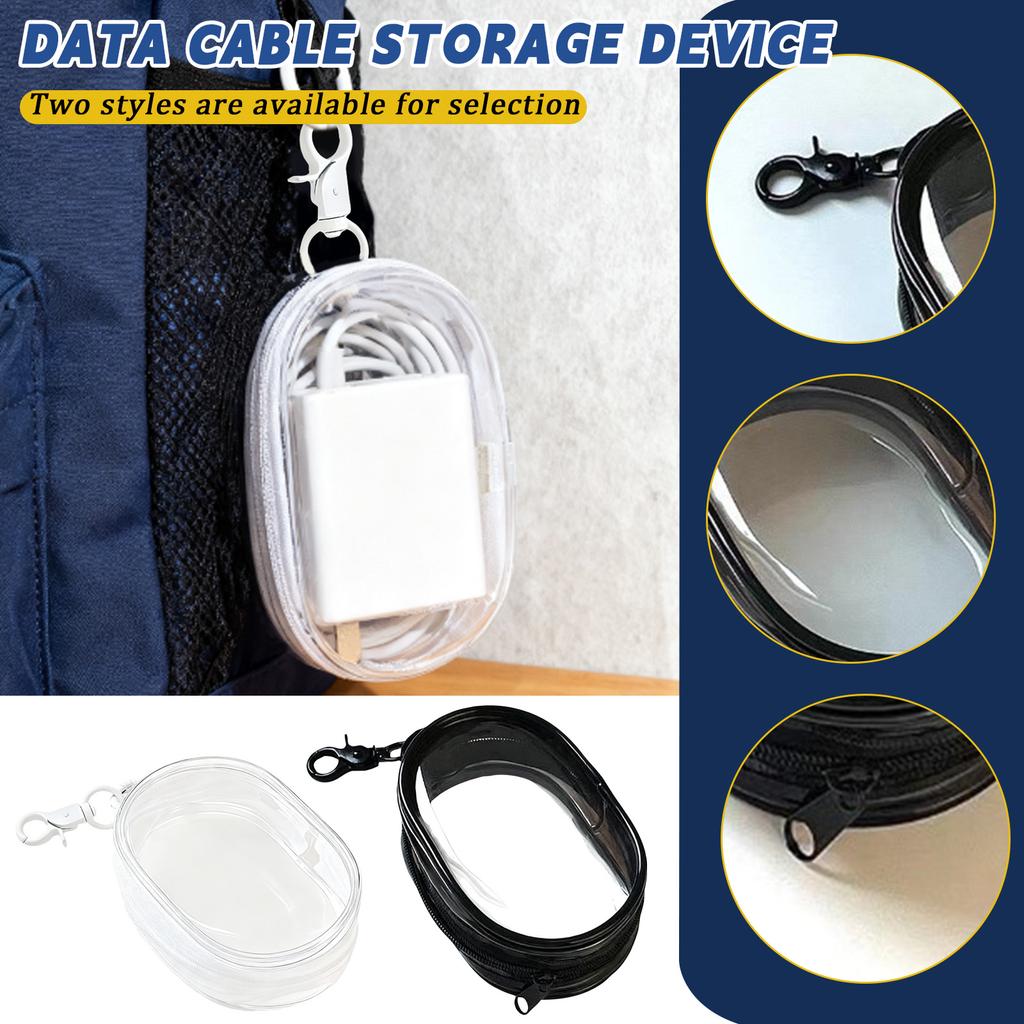 Transparent Cable Organizer Box Conveniently Stores Cables, Chargers, And Accessories While Traveling Offers A Visually Appealing Solution