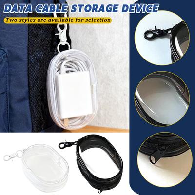 Transparent Cable Organizer Box Conveniently Stores Cables, Chargers, And Accessories While Traveling Offers A Visually Appealing Solution