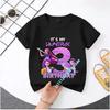 New K Pop Demon Huntersd T-shirt for Children Cartoon Birthday Number Printed T Shirts Girls Short Sleeves Tops Kids Clothing