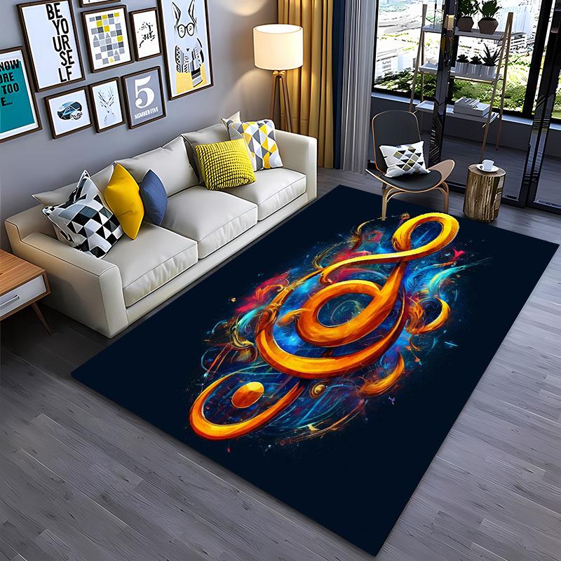 3D Beautiful Music Notes Area Rug Large,Carpet Rug for Living Room Bedroom Sofa Kitchen Decoration,Kid Play Non-slip Floor Mat