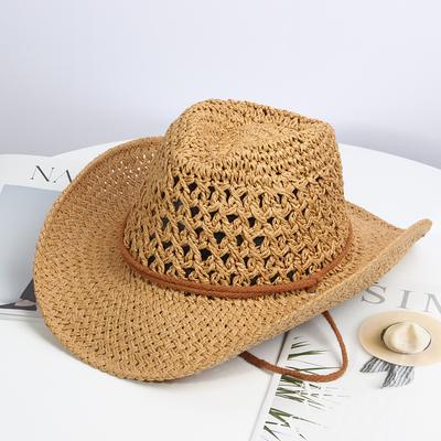 Stro Western Cowboyhoed Voor Mannen Vrouwen Cowgirl Vormbaar Brede Rand Zon Strandpet Buiten Reizen