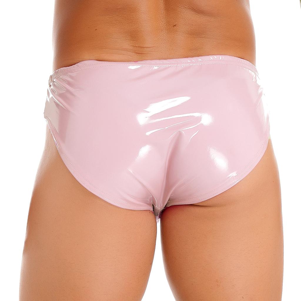 Mens Patent Leather Wet Look Briefs Elastic Waistband Underpants Underwear Club Pole Dancing Wear
