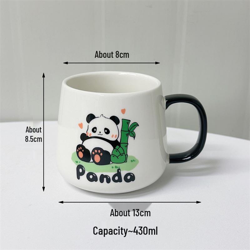Cute Panda Ceramic Mug - Large Capacity for Home, Students, and Couples
