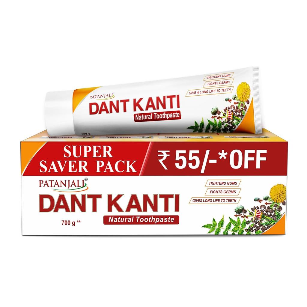 Patanjali Dant Kanti Natural Toothpaste 700G Pack of 1 Herbal Oral Care Fresh Breath Healthy Gums