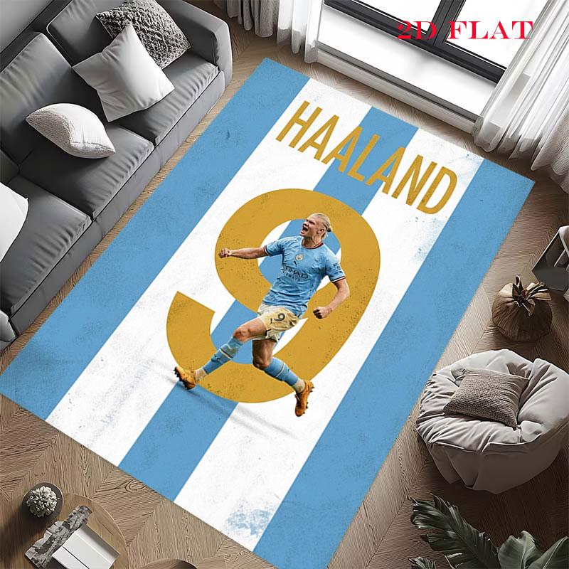 Tappeto Tappeto Giocatore Haaland per Soggiorno Camera da Letto Casa Decorazione Divano, Tappetino Antiscivolo per Giochi Bambini