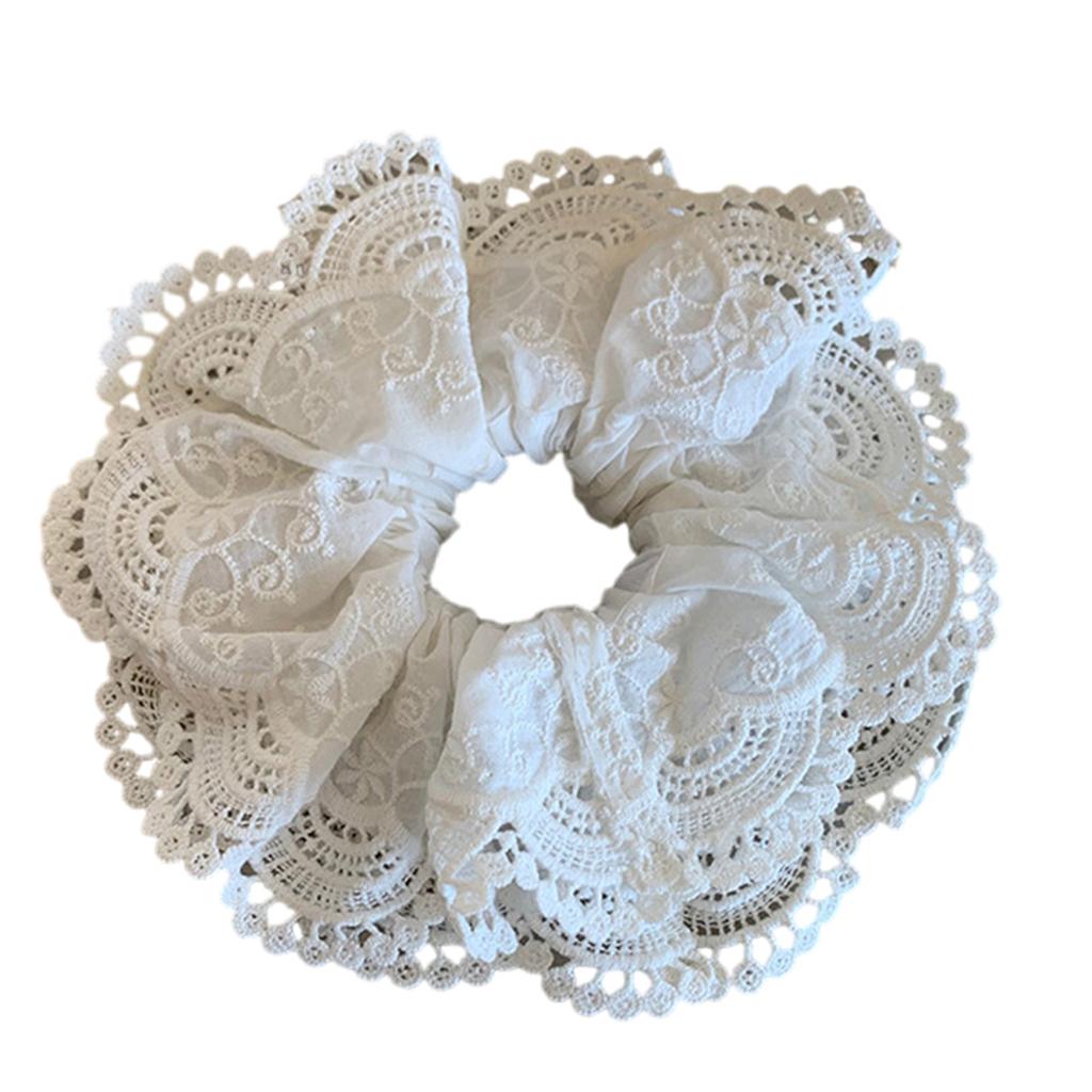 Aesthetic Scrunchies Elastic Double Layer Lace Hair Rope Wedding Party Beach Headwear Big Buns Hair Elastic Lace Hairtie