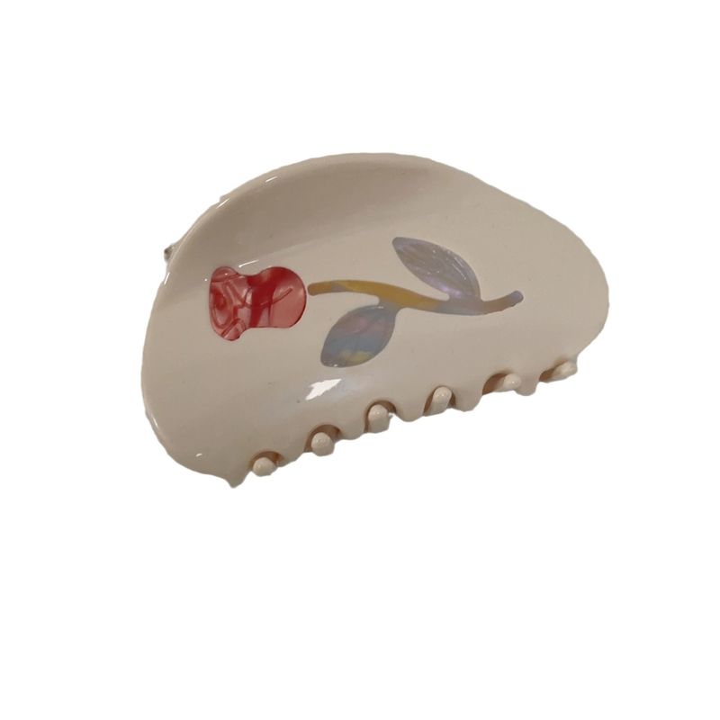 1pc Rose texture, milky white hair, hair clip, temperament, rose flower bun hair, shark clip hair accessory, new style