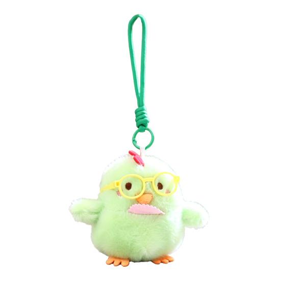 Cute Chick Plush Keychain Pendant with Embroidered Bibs Soft Skin-Friendly Mini Stuffed Animal for Bags And Keys Baby Shower Gift for Kids And Girls