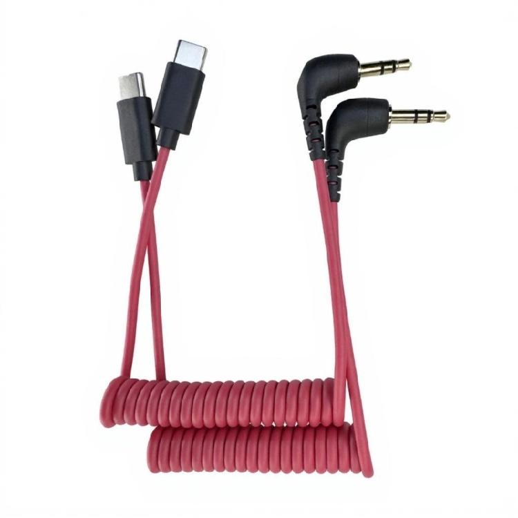 Stretchable 40Cm 3.5Mm To Type C Mics Cable For RODE Wireless GO/GO II Mics With Reinforced Stress Relief Design