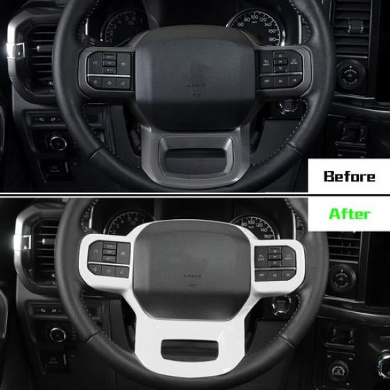 White Steering Wheel Cover Trim Driving Control Decoration For Ford F150 +