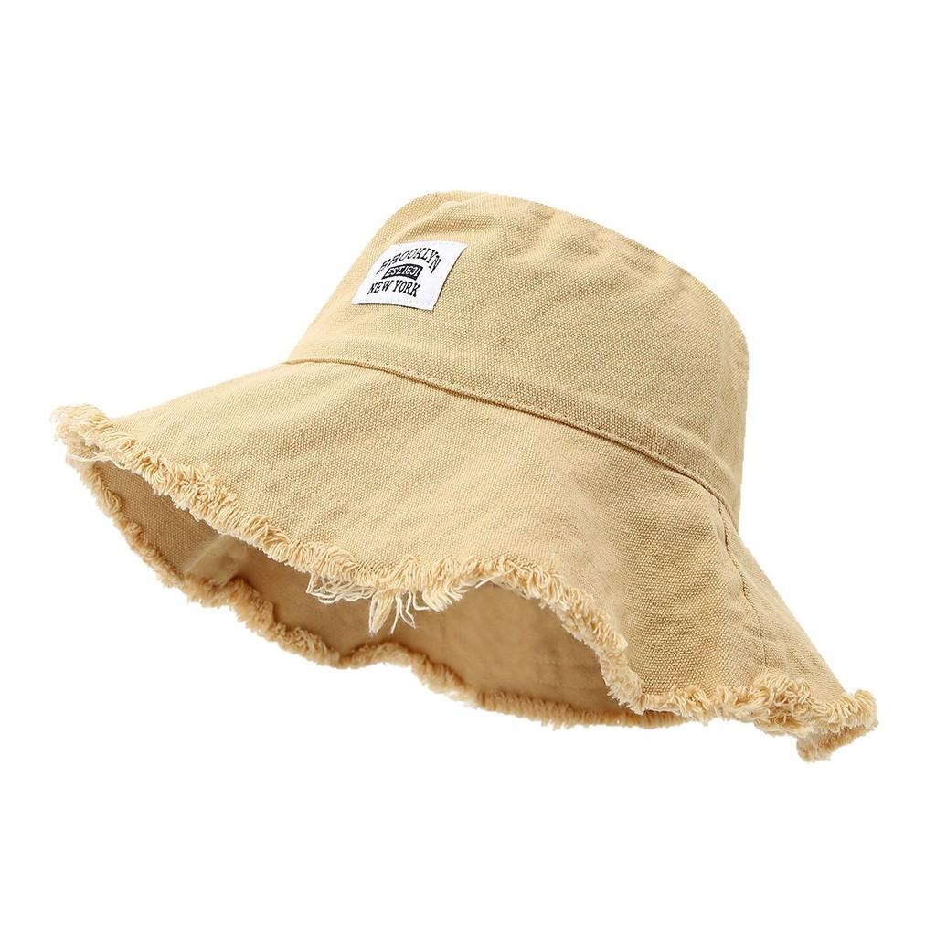 Cappello da pescatore in cotone retrò con ricamo di lettere per stile estivo da spiaggia da donna