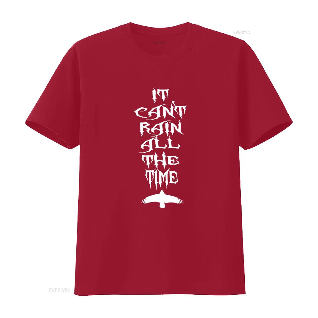 It Cant Rain All The Time Gothic Style T Shirt with Raven Print vintage Washed streetwear Comfortable Top For Everyday Wear