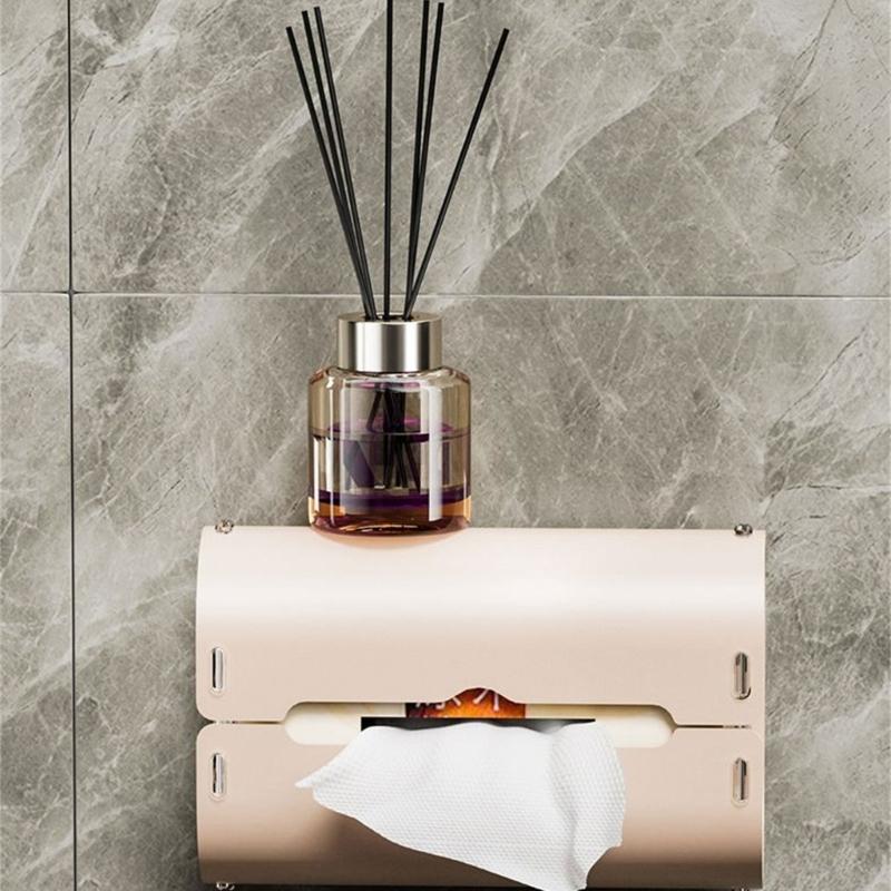 Practical Tissue Dispenser Napkin Organizer Wall Mounted Suction Cup Storage Box for Wet Wipes and Paper Bathroom Supply