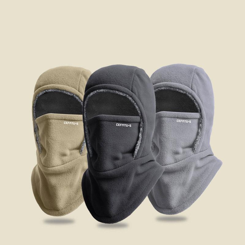 Winter Windproof Balaclava Hat Men Neck Warmer Ear Protection Thickened Polyester Fiber Outdoor Headwear Cycling Face Mask