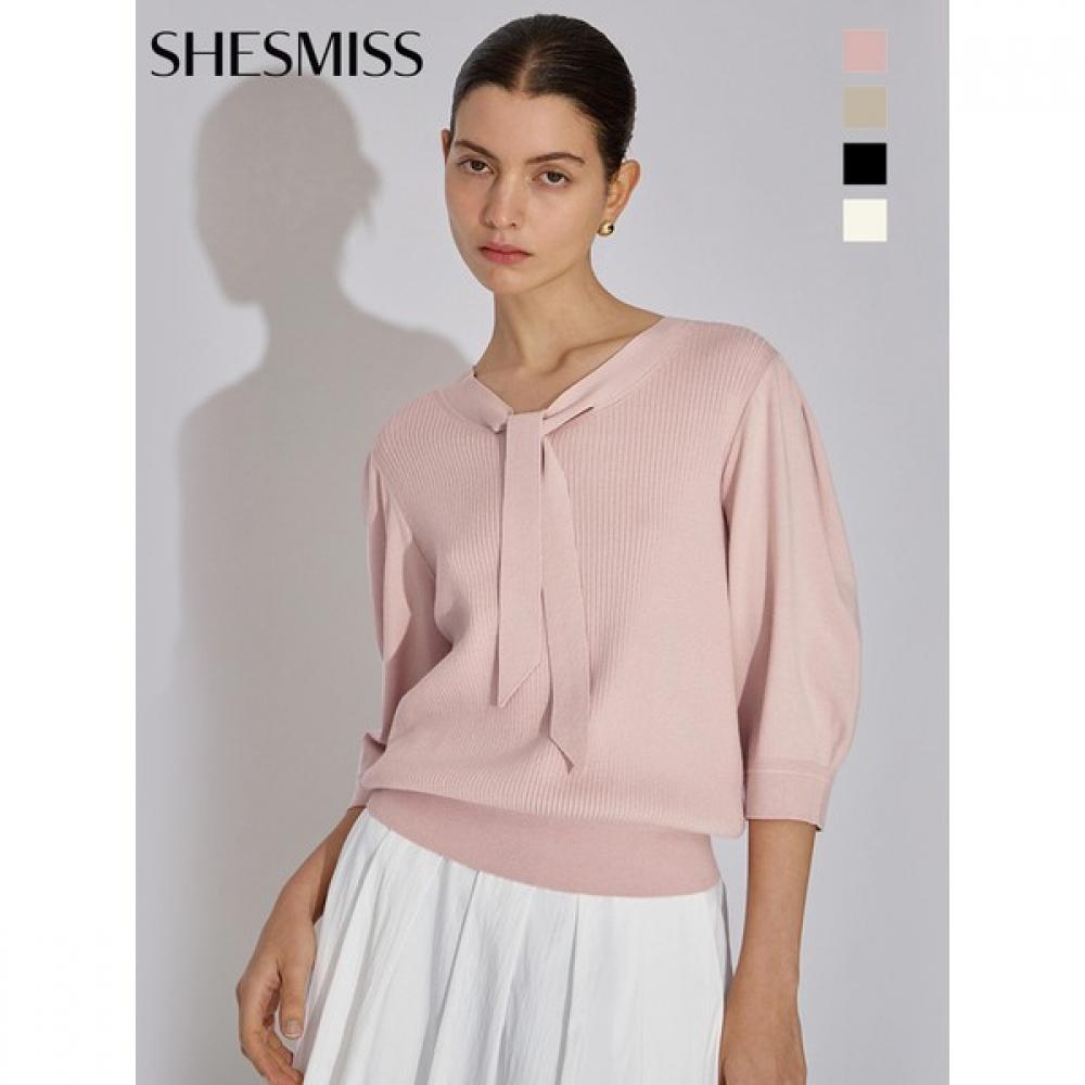 

She S miSS Texture Block Tie Neck Knit SSkpoo31030 beige/55