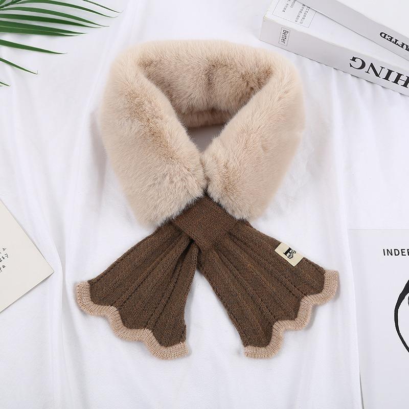 Winter New Woolen Scarve Female Lace Mermaid Warm Neck Cover Knitted Wool Collar Splicing Scarve Women's Scarve