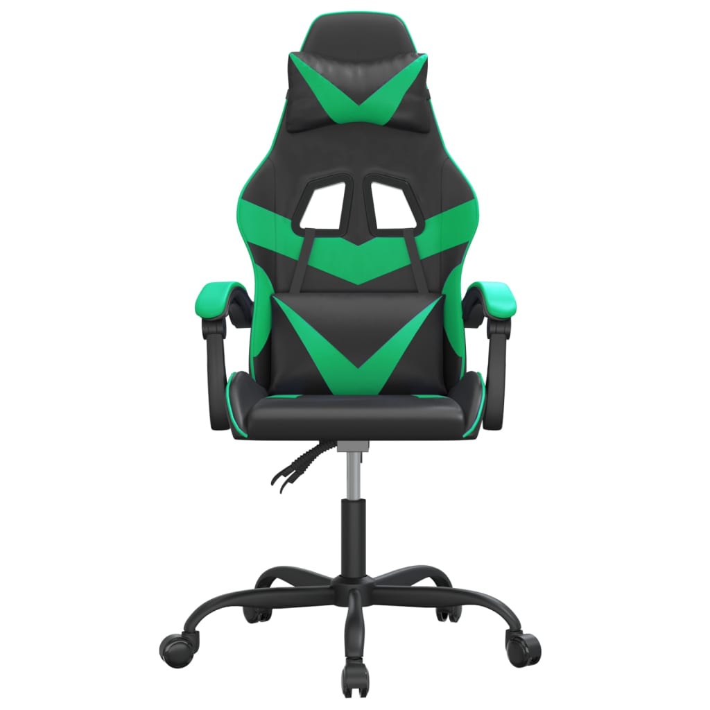 Gaming Chair Swivel Black and Green Faux Leather