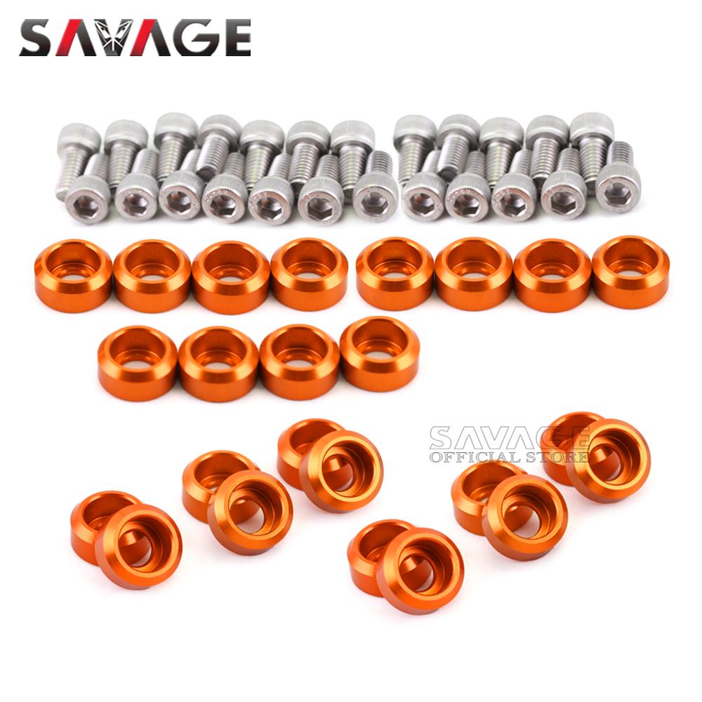 24pcs Front Fender Frame Fairing Screw For 390 DUKE 2018-2022 Motorcycle Accessories Fuel Tank Radiator Engine Guard Washer