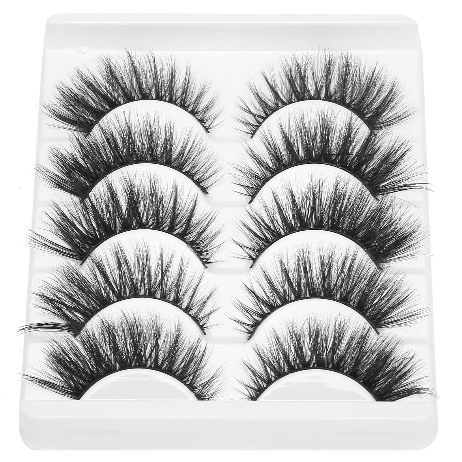 

5 пар профессиональных густых вьющихся накладных ресниц для макияжа на свидание, портативный набор накладных ресниц 015