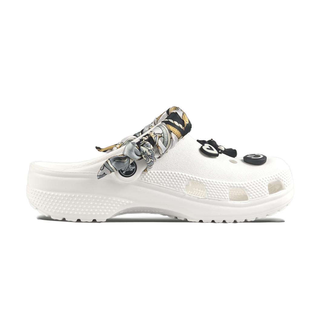 Crocs Crush Clog EVA Graffiti Claw Decorative Buckle Hand Painted Casual Fashion Versatile Hole Shoes Unisex White
