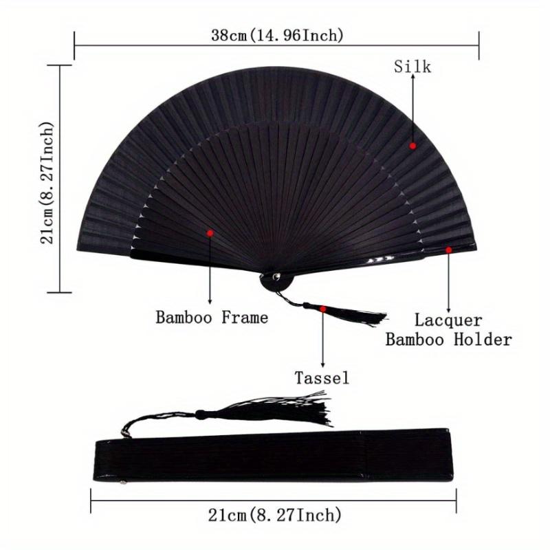 Handmade Bamboo Folding fan,Vintage Chinese/Japanese Elegant cooling fan with, collapsible personal fan for Women