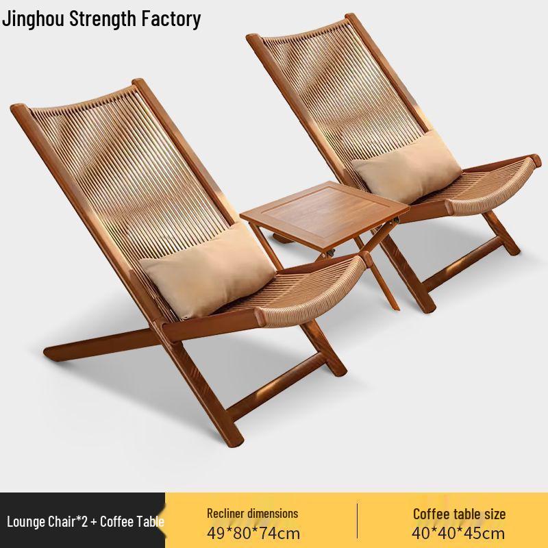 Compact Folding Rattan Balcony Set: 3-Piece Woven Table & Chairs for Indoor/Outdoor Use In Living Room or Bedroom