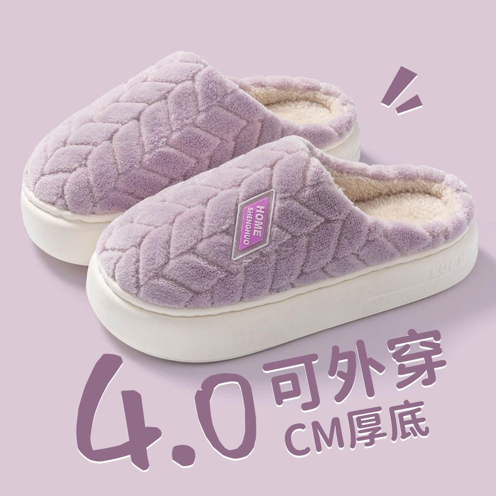 Winter Velvet Cotton Slippers Women's Plush Home Outdoor Thickened Warm Wool Cotton Shoes Male Students