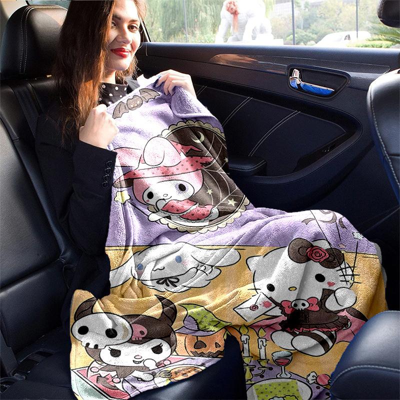 1pc Hello Kitty and Friends Halloween Party Blanket, Soft Throw for Home Decor, Perfect Gift for All Seasons, Living Room, Travel, Camping, Car Blanke