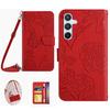 For Samsung Galaxy A26 5G Case Anti-Drop Leather Phone Cover Butterfly Flower Imprint