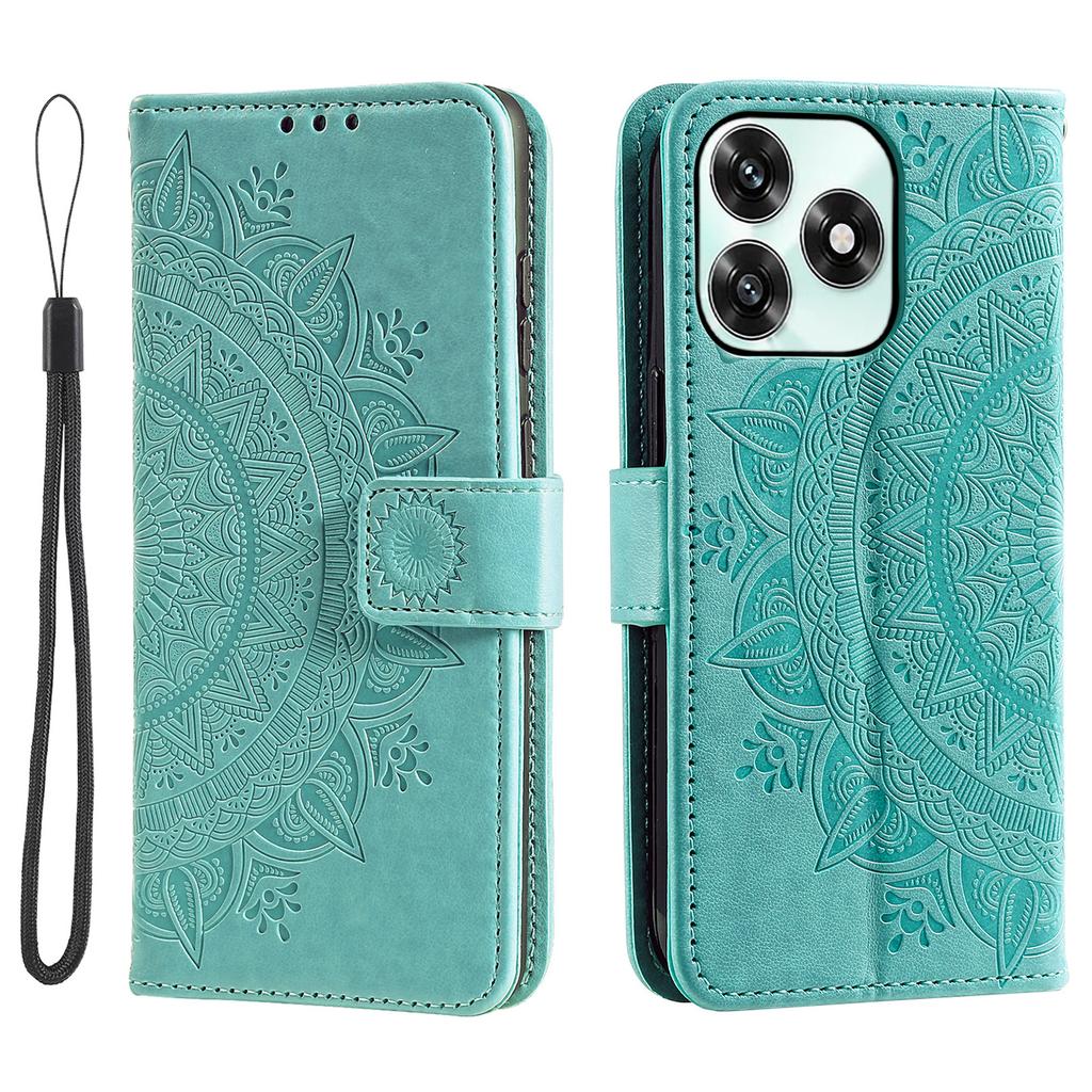 Stand Case For Honor Play10A 4G / X5c Plus 4G / X5c 4G Imprinted Totem PU Leather Wallet Phone Cover with Wrist Strap