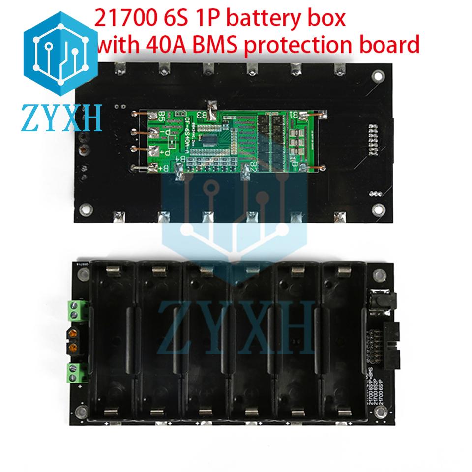 BMS 6S 21700 Battery Case 1P 2P Power Wall Power Bank Box Holder With 40A Balancer Charging Board For Ebike/UPS
