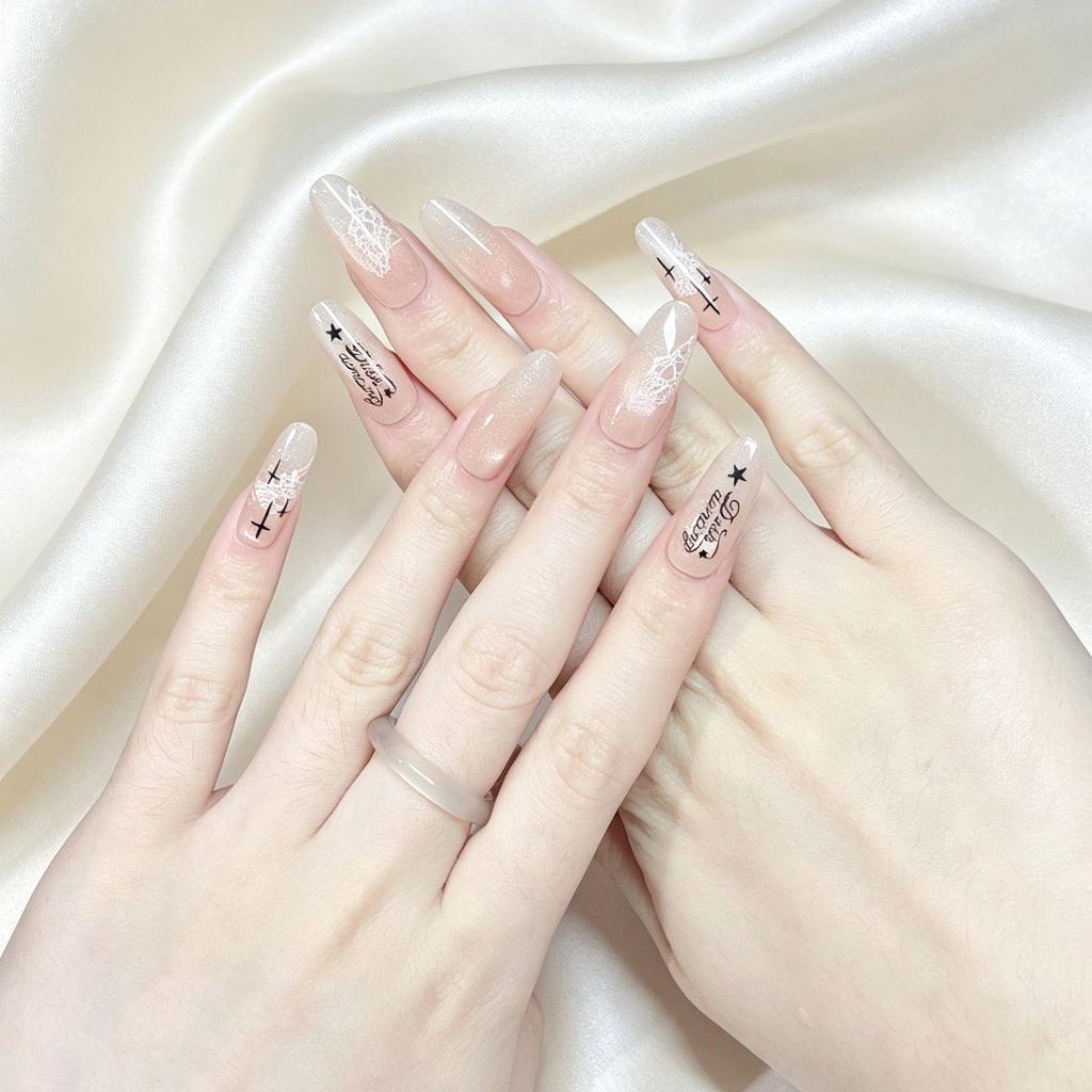 Gothic Red & Black Gradient Handmade Long False Nails