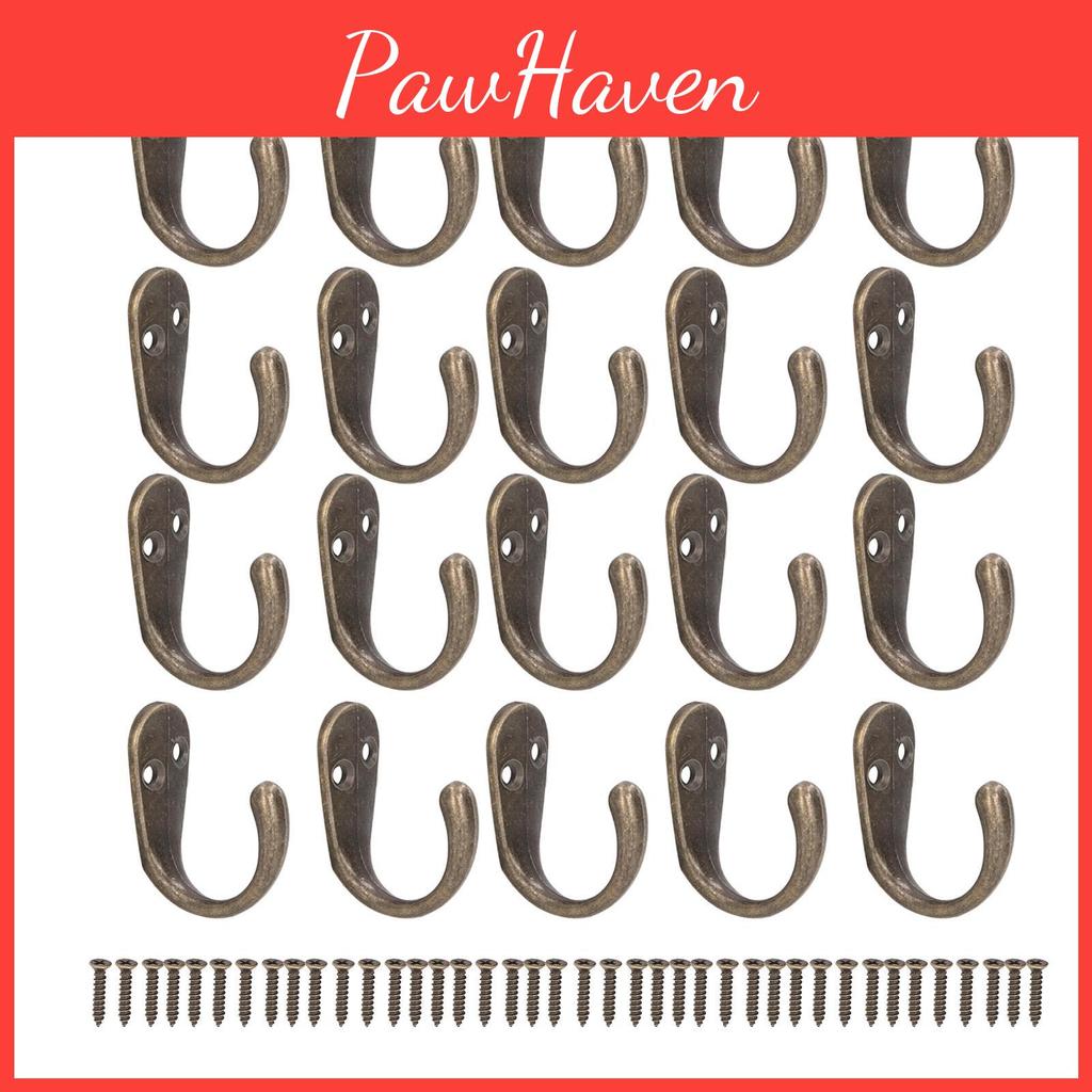 Vintage 20set Wall Bronze Hooks Zinc Alloy Retro Style Decorative Hanging Hooks For Farmhouse