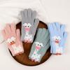 1 Pair Women Giraffe Knitted Gloves Winter Warm Thick Yarn Touchscreen Gloves Outdoor Cycling Cold Weather Five-Finger Thermal Gloves