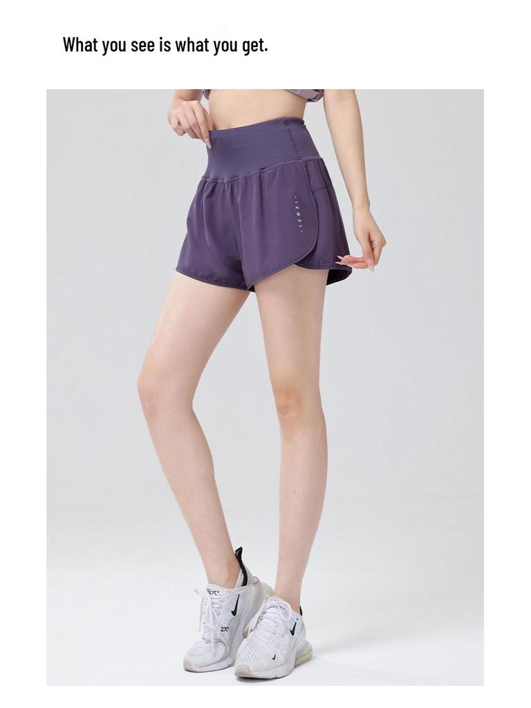 Women's Quick-Dry Anti-Exposure Yoga Shorts - Two-Piece Design, Running/Fitness, Thin Three-Quarter Length