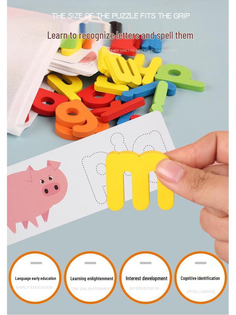 Cross-border Fun Wooden Word Battle Game: 26 Alphabet Matching Blocks Educational Toy