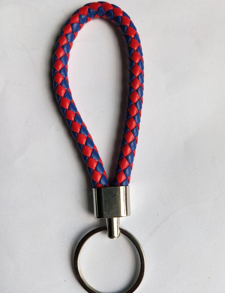 Woven Leather Cord Metal Keychain Pendant