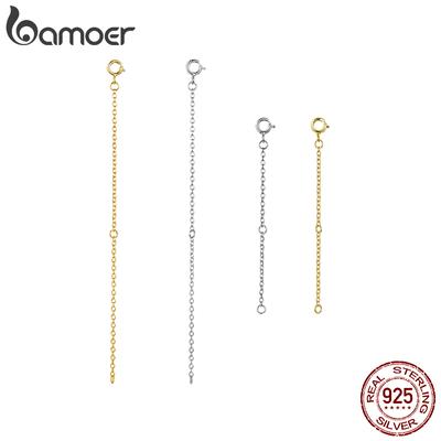 Bamoer 18K Gold Plated 925 Sterling Silver Extended Chains with Lobster Clasp Adjusable for Necklace Extender DIY Jewelry Making
