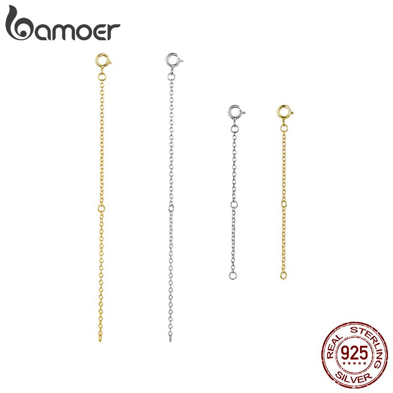 Bamoer 18K Gold Plated 925 Sterling Silver Extended Chains with Lobster Clasp Adjusable for Necklace Extender DIY Jewelry Making