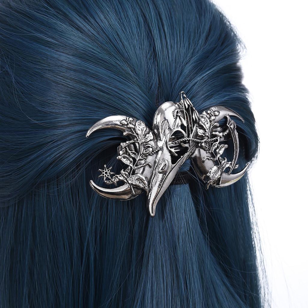 Wikingerstil Blatt Mond Rabe Hammer Haarspange Punk Gothic Unisex Party Haaraccessoire