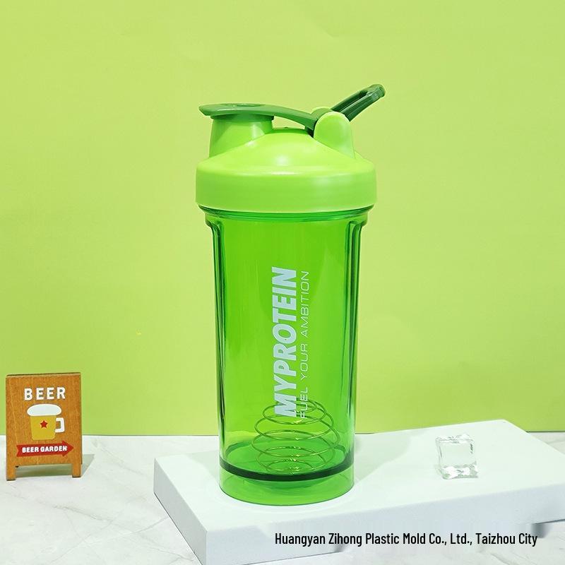 500ML Portable Sports Shaker Bottle - Transparent Protein Powder & Milkshake Cup 500ML зелёный