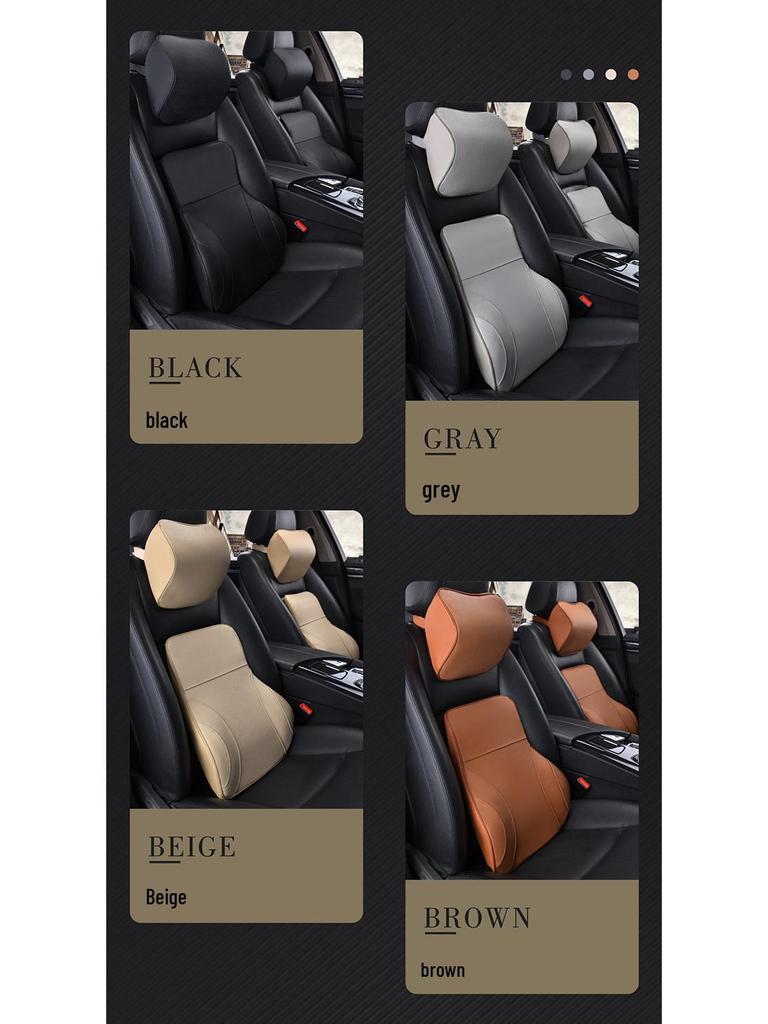 Customizable Mazda Leather Lumbar Support & Neck Pillow Set for Cars—Memory Foam, Cowhide, with Option to Add Logo